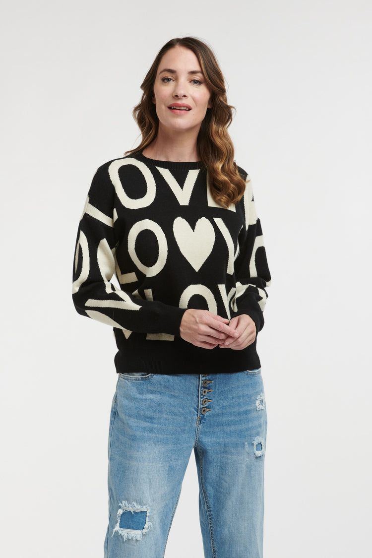 LOVE Jumper - black & cream