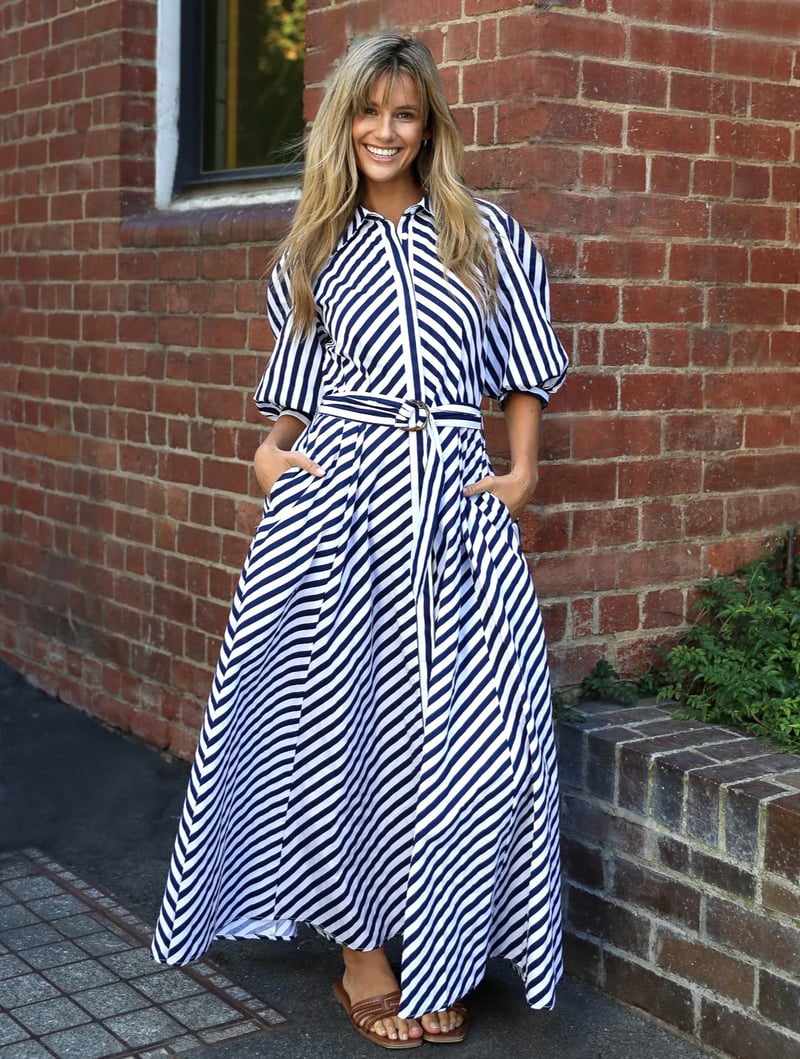 Bianca Dress - Blue stripes