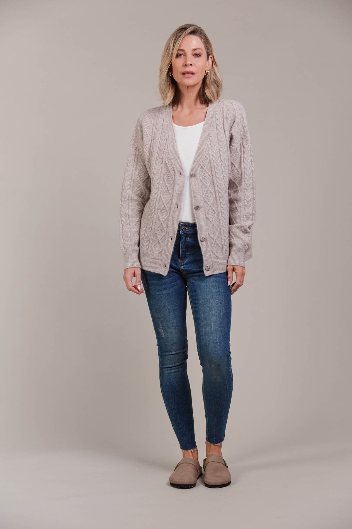 Merano Crop Cardigan - flax