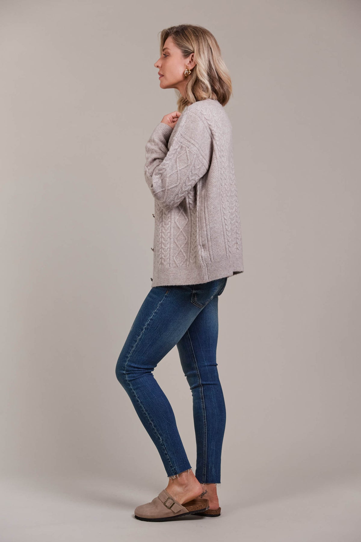 Merano Crop Cardigan - flax