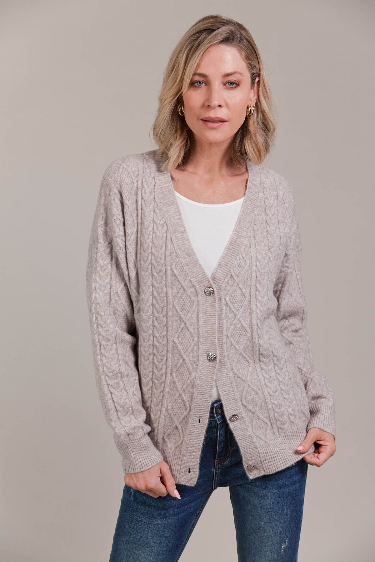 Merano Crop Cardigan - flax