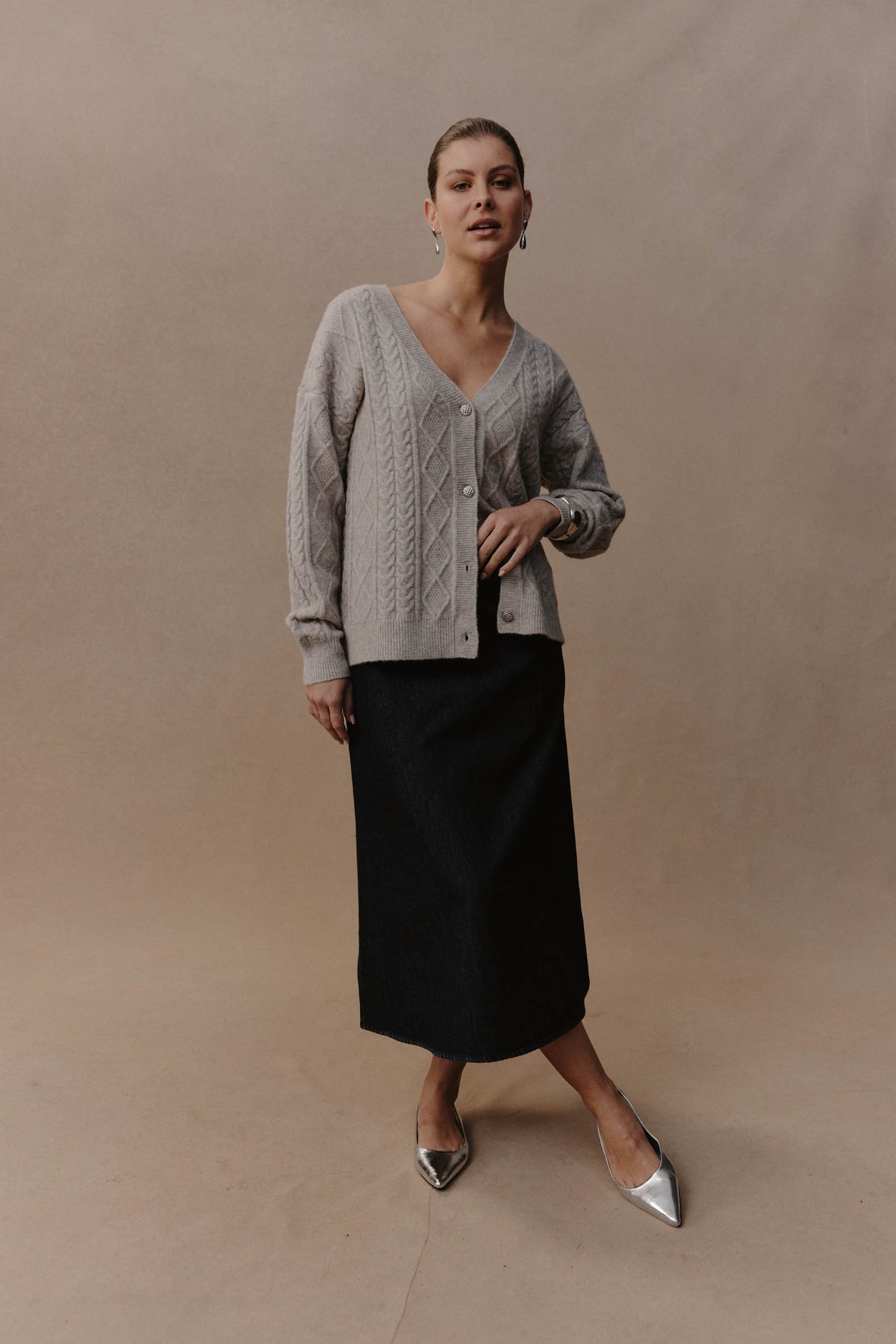 Merano Crop Cardigan - flax