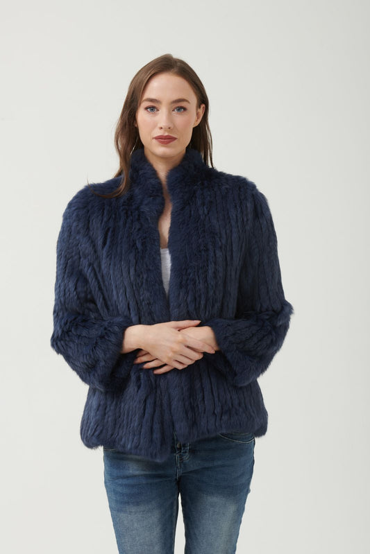 Fur Jacket High Collar- Midnight