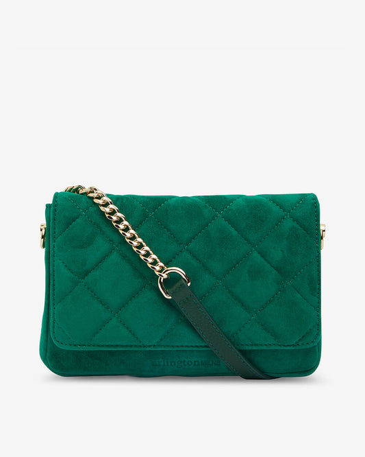 Sarah Crossbody Quilted Emerald Suede