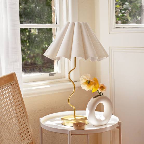 Lamp with Fluted Linen Shade