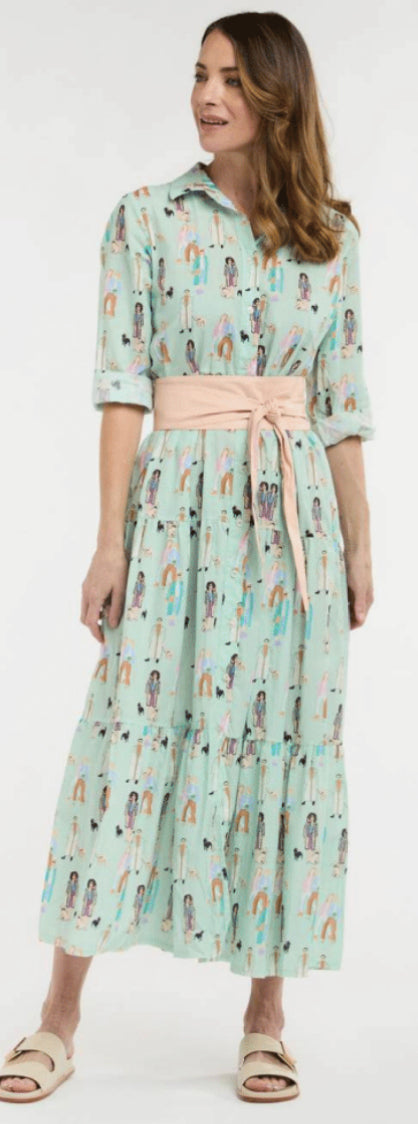 Ladies Who Lunch Dress - Green People print