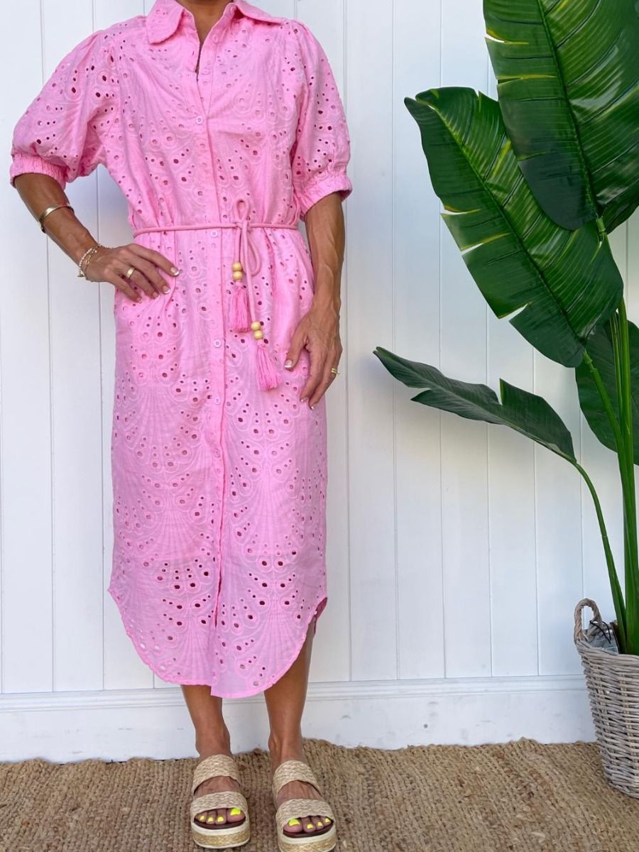 Palm Cove Anglaise Maxi Dress - Pink