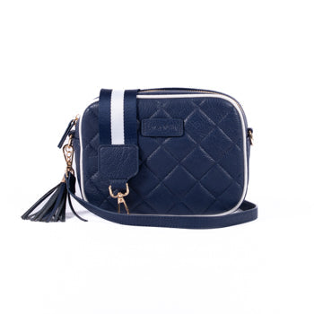 Sally Crossbody Bag - Quilted Navy/white