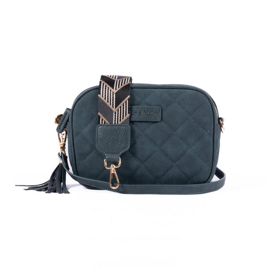 Sally Crossbody Bag - Quilted Slate Suede