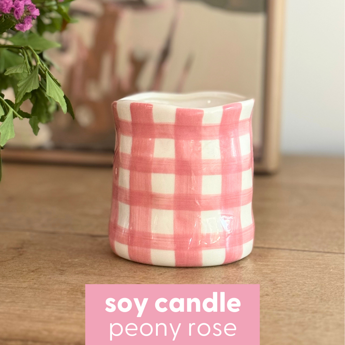 Pink Gingham Candle