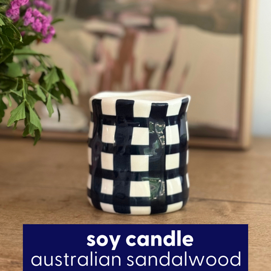 Navy Gingham Candle