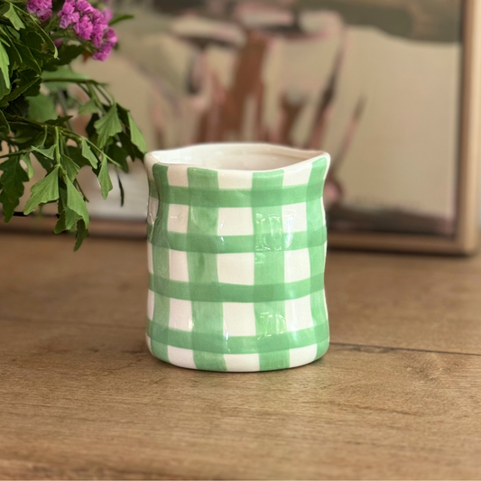 Green Gingham Candle