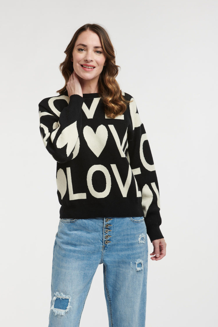 LOVE Jumper - black & cream