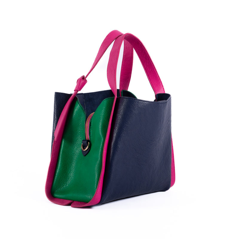 Tanya Handbag - Navy Green Fuschia