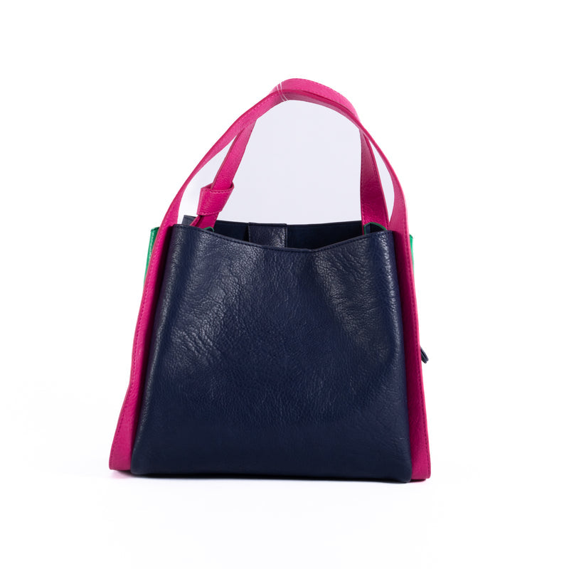 Tanya Handbag - Navy Green Fuschia