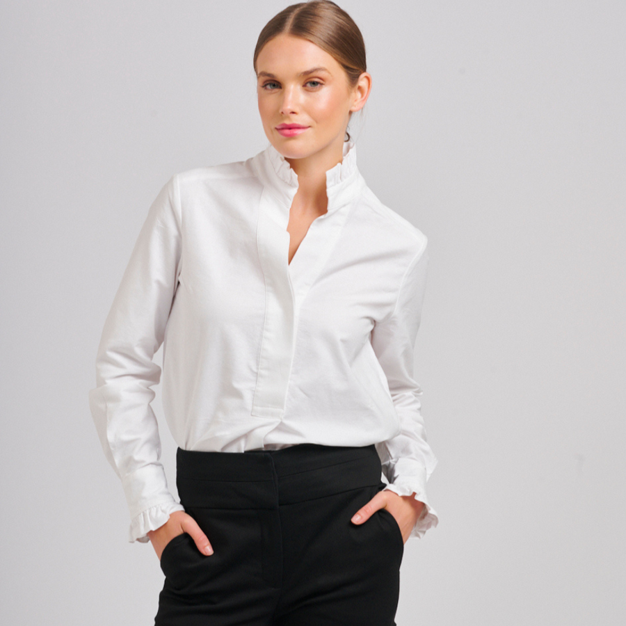 Francesca Oxford Frill Collar & Cuff - White