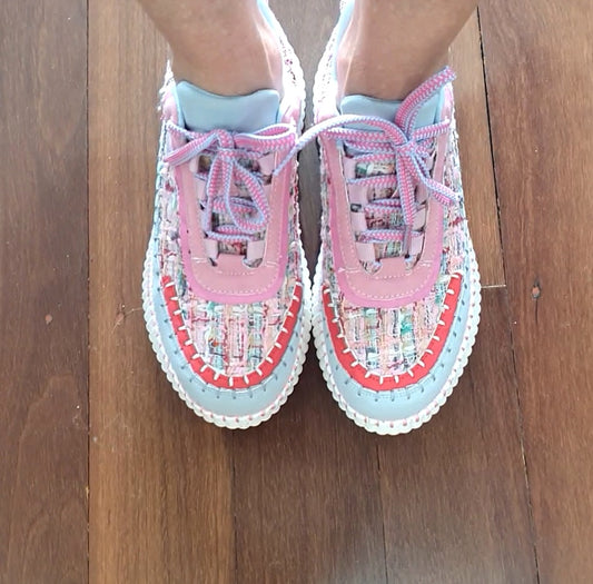 The Stella Sneakers - Pink Boucle