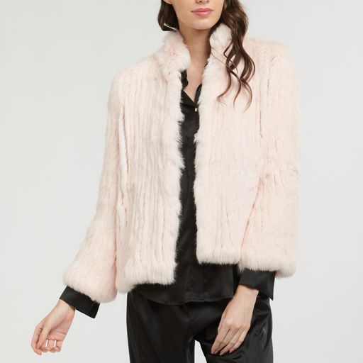 Fur Jacket High Collar Ballet Pink