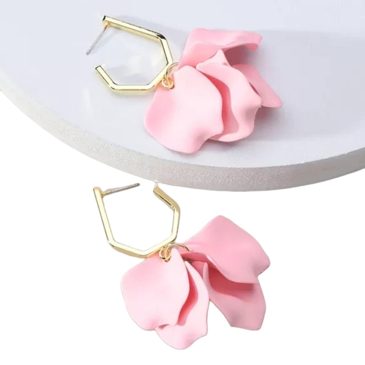 Petal Earrings in Pink