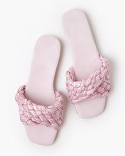 Baby Pink Raffia Slide