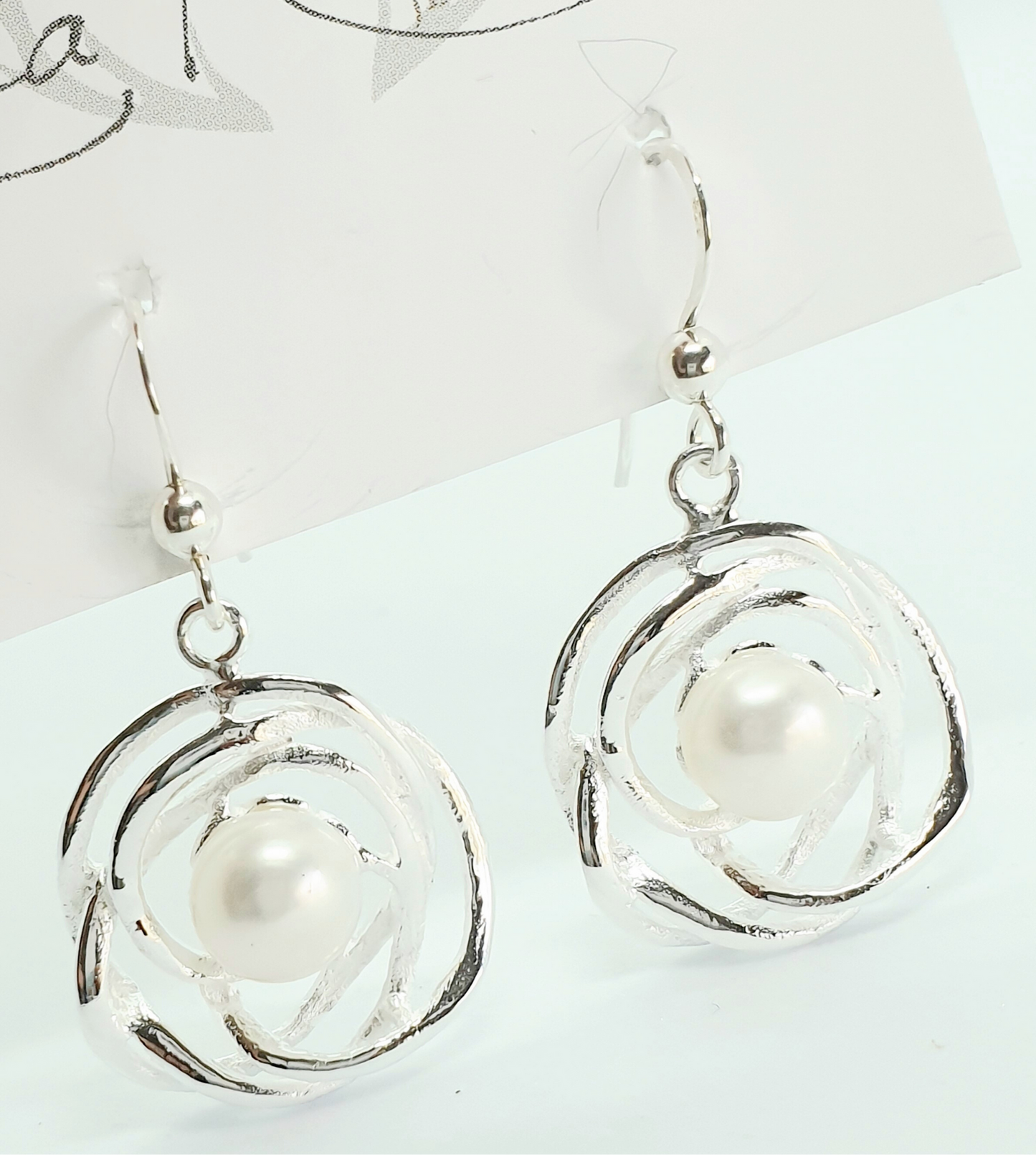 Swirl with Pearl Earrings