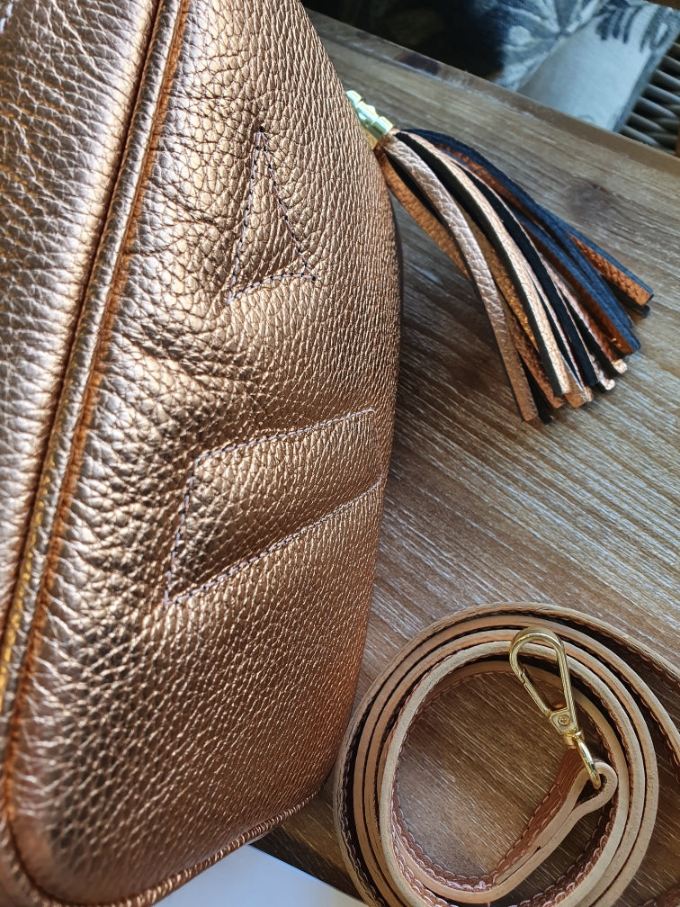 Rose gold metallic hot sale crossbody bag