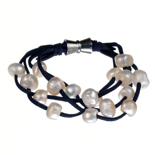 Kate Suede Leather Pearl Bracelet