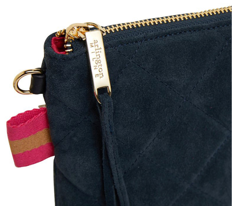 Alexis Crossbody Quilted Navy Suede
