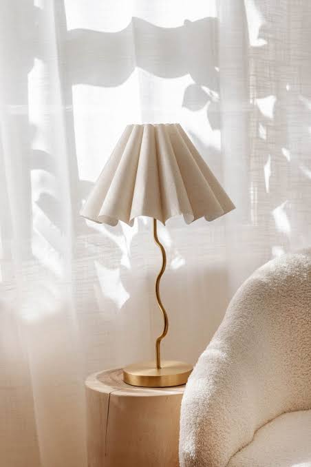 Lamp with Fluted Linen Shade
